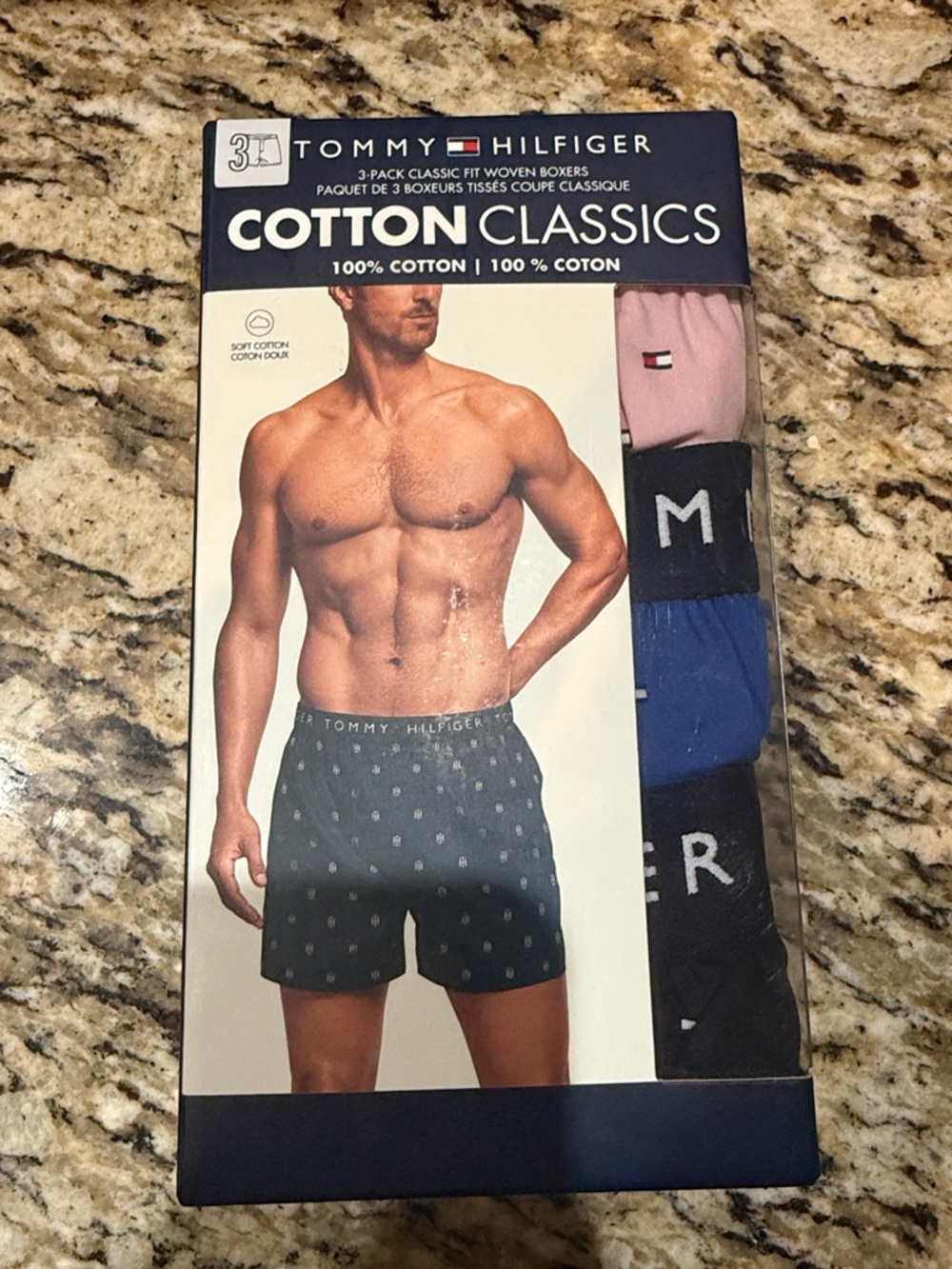 Tommy Hilfiger 3-Pack Cotton Classics Boxers - Pink, Blue, Black Size Medium NIB